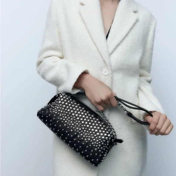 Zara Bags Zara Black Studded Rocker Shoulder Bag Poshmark